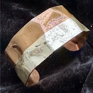 VINTAGE 1970s LILLIAN VERNON COPPER WIDE CUFF BRACELET STERLING SILVER OVERLAY